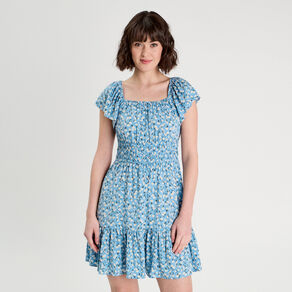robe evasee manches courtes bleu femme Robe évasée manches courtes bleu femme