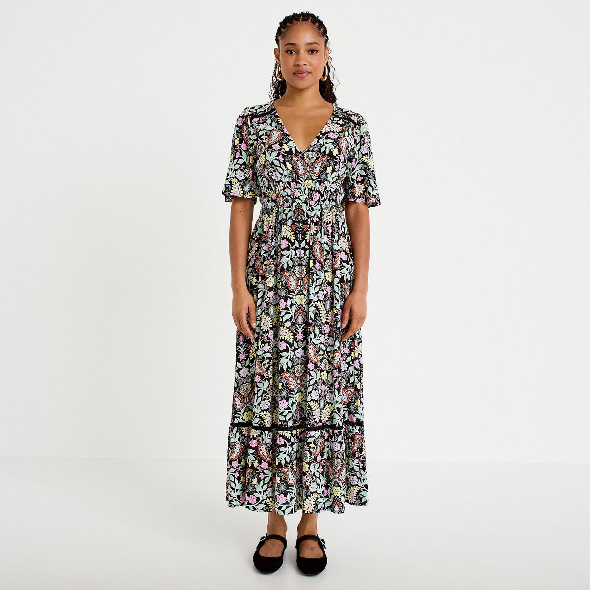 Robe &eacute;vas&eacute;e noir femme