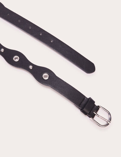 Ceinture oeillets et clous noir femme