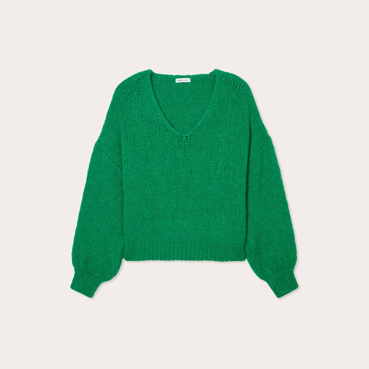 Pull manches longues vert femme
