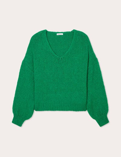 Pull manches longues vert femme