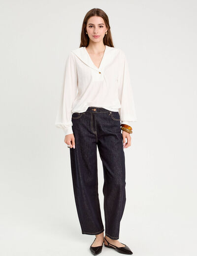 Blouse manches longues ecru femme
