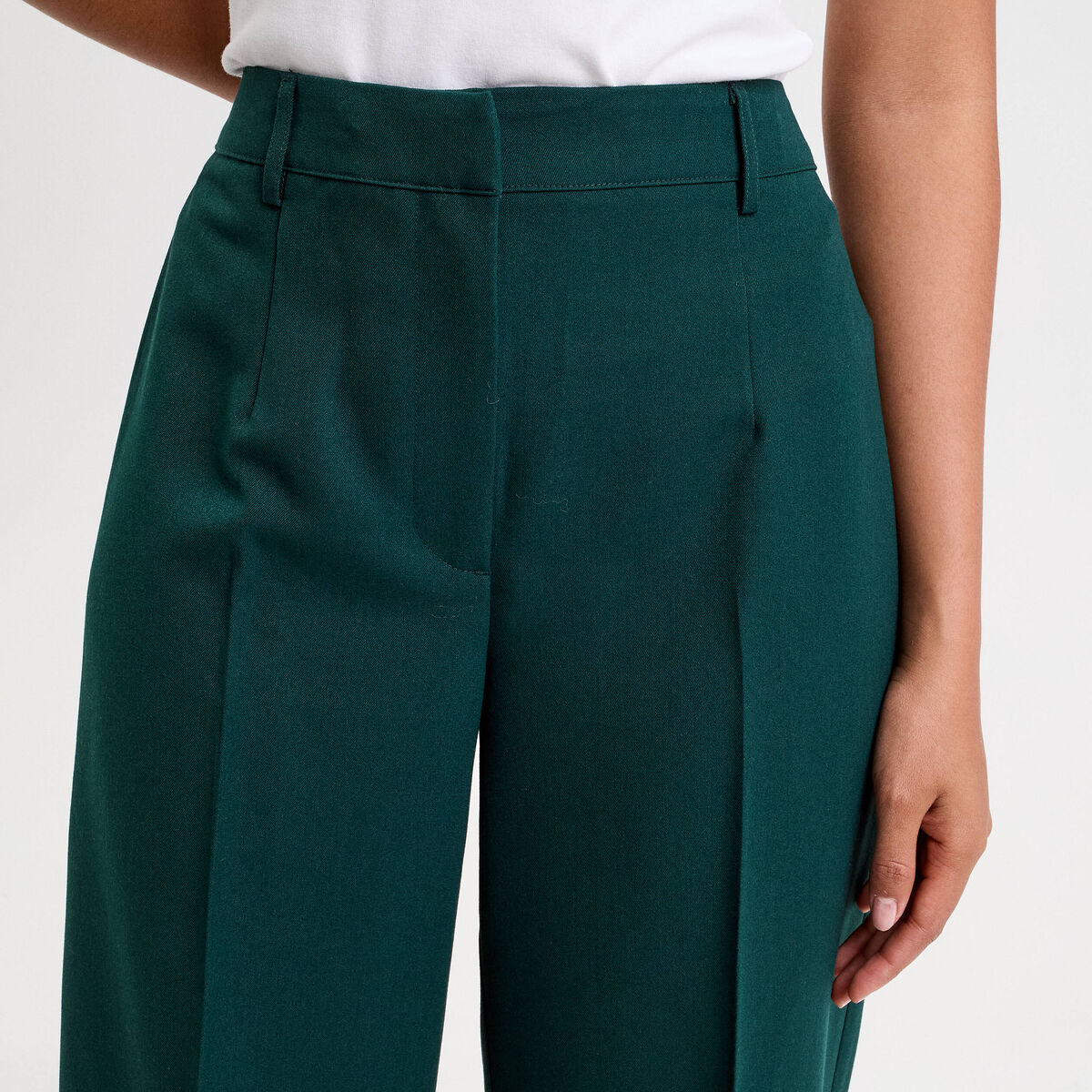 Pantalon bootcut taille haute vert fonc&eacute; femme