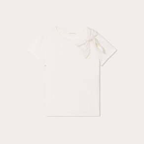 t shirt manches courtes noeud ecru femme T-shirt manches courtes noeud ecru femme
