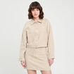 Veste boutonnée contenant du lin beige femme