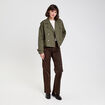 Trench court boutonné vert kaki femme