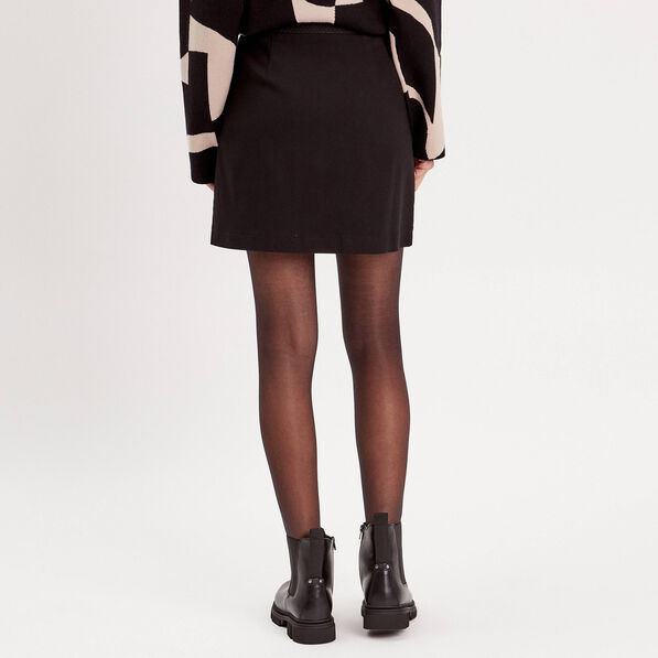Jupe droite boutonnée noir femme