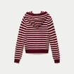 Gilet &agrave; capuche manches longues bordeaux femme