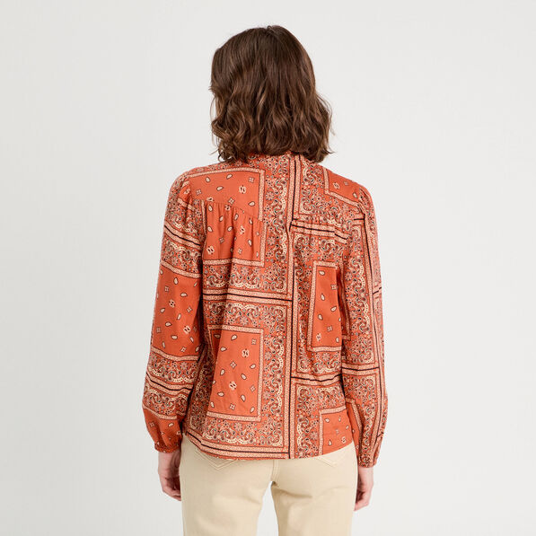 Blouse manches longues terracotta femme
