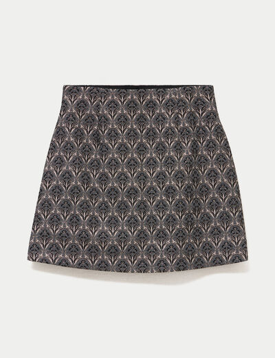 Jupe-short trap&egrave;ze courte stretch gris femme
