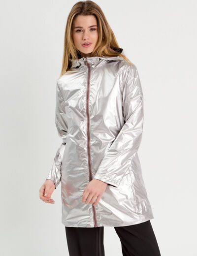 Parka réversible à capuche vieux rose femme