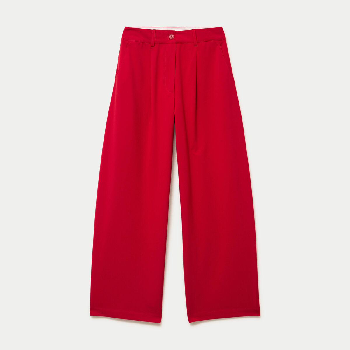 Pantalon barrel taille standard rouge femme