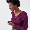 Pull avec col zippé prune femme