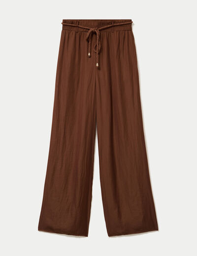 Pantalon large taille standard marron femme