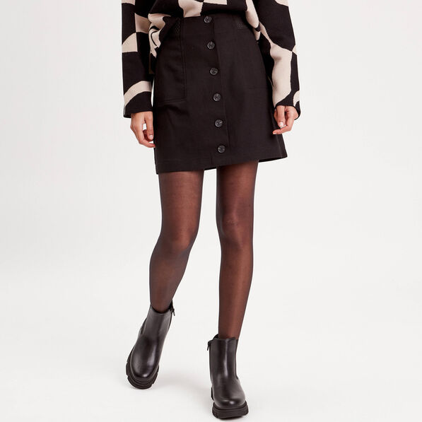 Jupe droite boutonnée noir femme