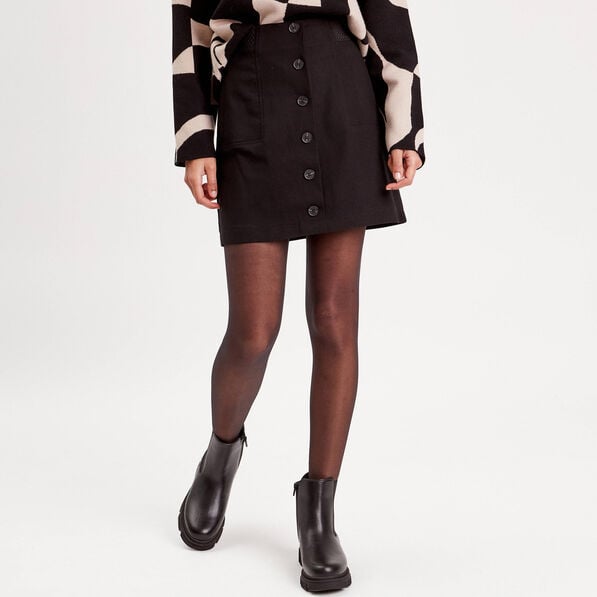 jupe droite boutonnee noir femme Jupe droite boutonnée noir femme