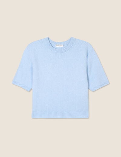 Pull manches courtes bleu ciel femme