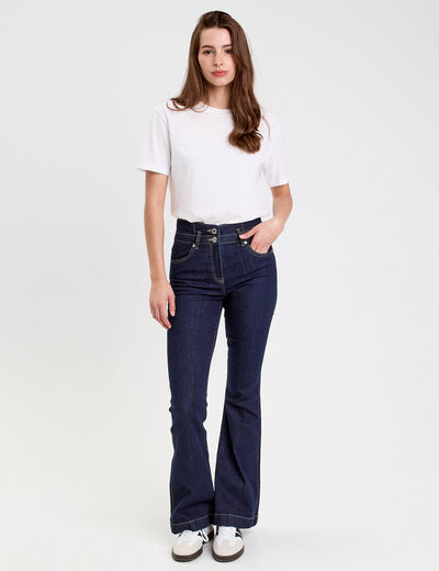 Jeans bootcut taille haute denim brut femme