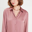 Chemise manches longues satin vieux rose femme