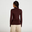 T-shirt uni &agrave; manches longues marron fonc&eacute; femme