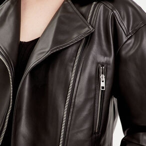 Veste simili cuir zippée noir femme