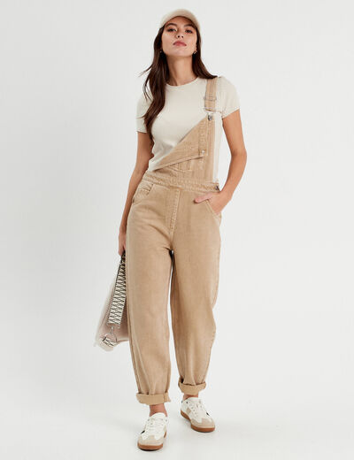 Salopette droite en jean sable femme