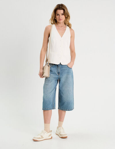 Veston sans manches ecru femme