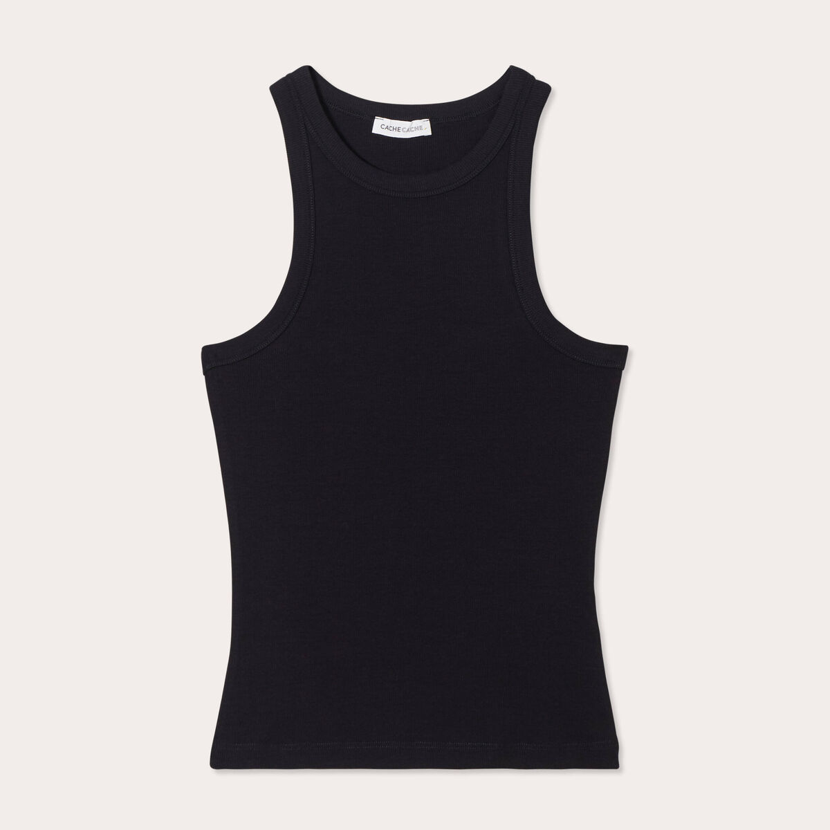 Débardeur côtelé noir femme