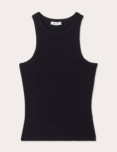 Débardeur côtelé noir femme
