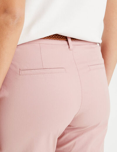 Pantalon chino 7/8ème rose pastel femme