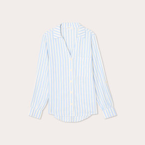 Chemise manches longues contenant du lin bleu femme