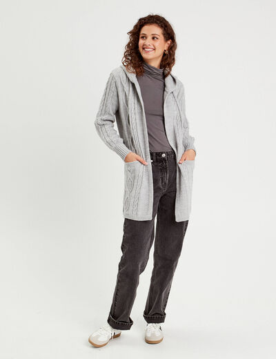 Gilet manches longues gris clair femme