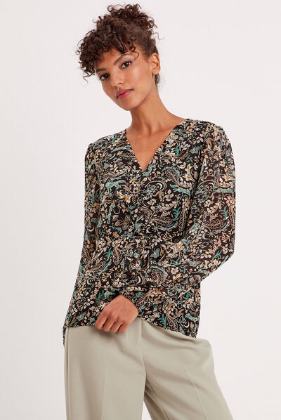 Blouse manches longues noir femme