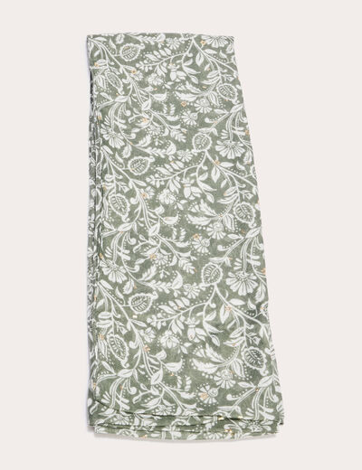 foulard en polyester recyclé vert kaki femme