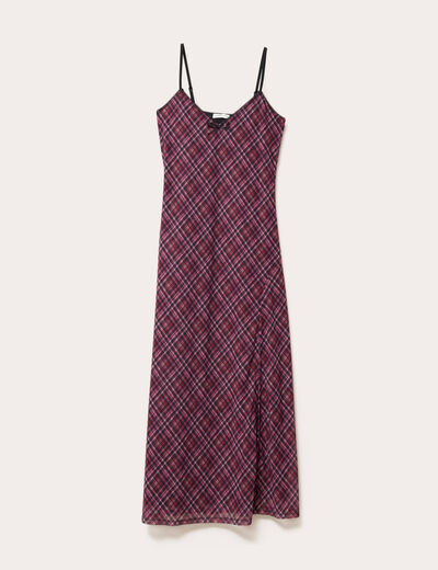 Robe longue droite bretelles rouge cerise femme