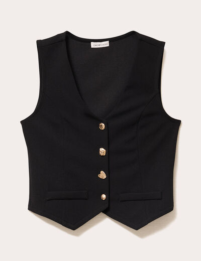 gilet ajusté sans manches col v noir femme