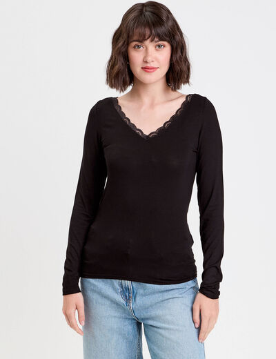 T-shirt manches longues noir femme
