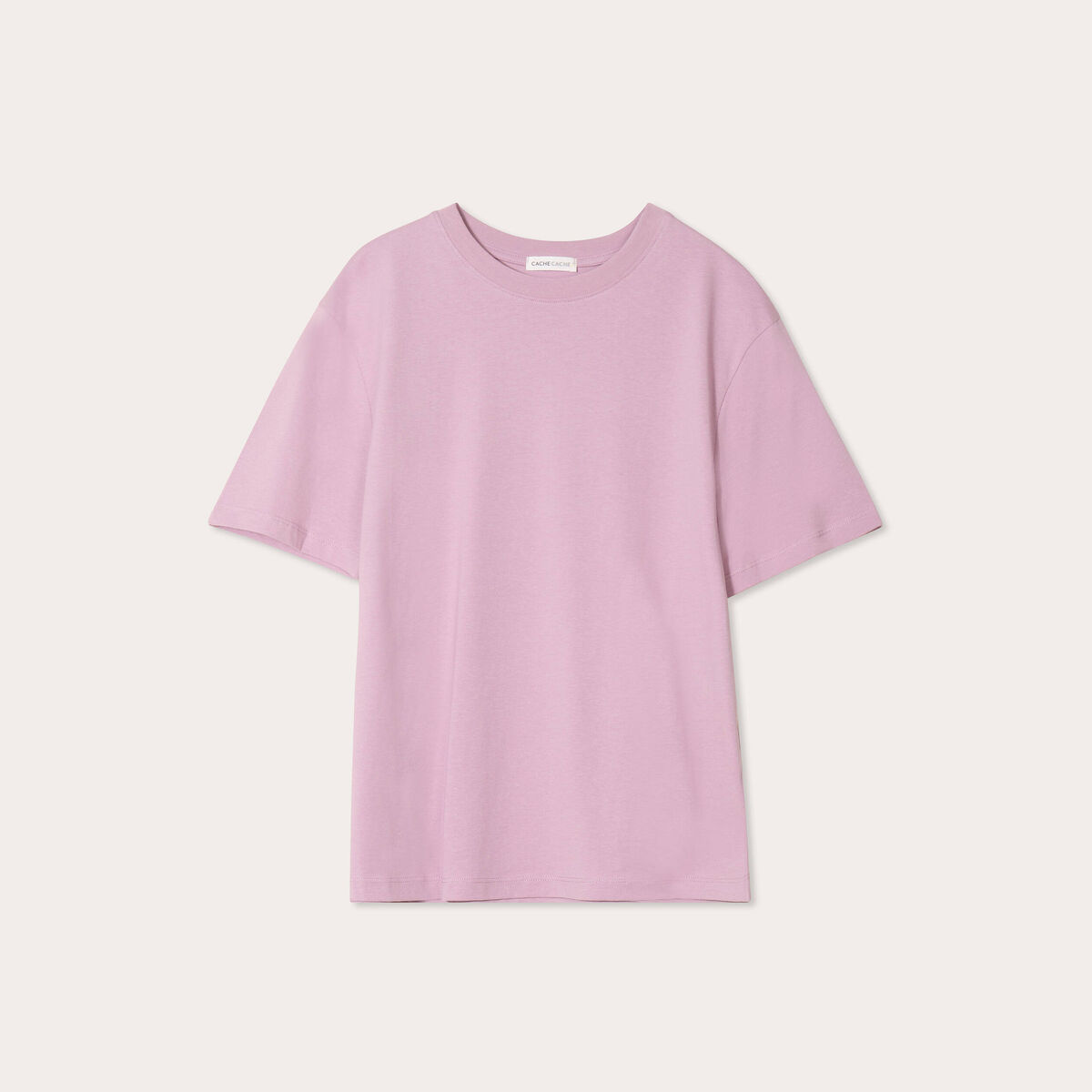 T-shirt oversize col rond vieux rose femme
