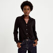 Chemise droite pliss&eacute;e manches longues noir femme