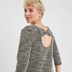 Robe droite manches 3/4 tweed noir femme