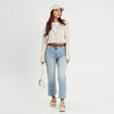 Jeans droit taille haute denim double stone femme