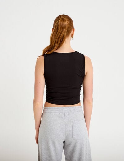 D&eacute;bardeur col rond activewear noir femme