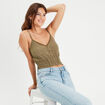 Blouse broderie anglaise vert foncé femme
