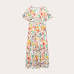 Robe longue évasée col twisté blanc femme