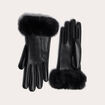 Gants d&eacute;tails fausse fourrure noir femme