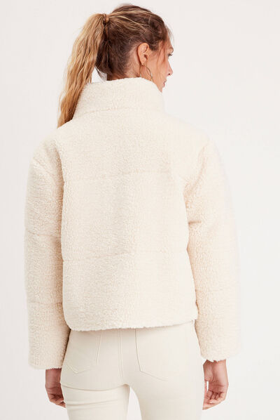 Doudoune imitation laine mouton ecru femme