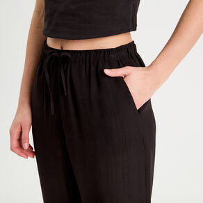 Pantalon large fluide noir femme