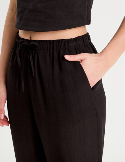 Pantalon large fluide noir femme