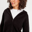 Gilet manches longues capuche noir femme
