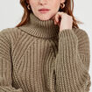 Pull avec col roulé vert kaki femme